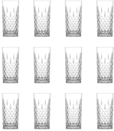 LAV Luxus Wassergläser Spülmaschinenfest, Longdrinkgläser 12er Set 360ml 100% BLEI FREI Kristallgläser, Trinkgläser Set, Highball Gläser, Longdrink Gläser Set, Wasserglas, Cocktailgläser