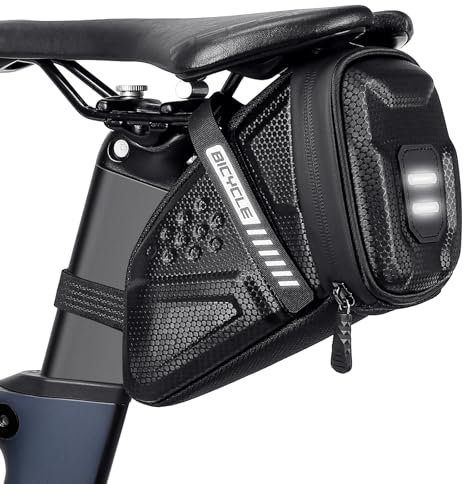 Faneam Borsa da Sella per Bicicletta Impermeabile, Borsa da Sella Bici con Rriflettente, Piccola Borsa Sottosella Bici da Corsa Capacità 2L, Accessori per Bici MTB, Bici da Strada (Nero)