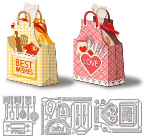 GLOBLELAND 3D Stanzformen Für Schürze Snacktasche Herd Stanzungen Liebesherz Vorlage Schablone Für Kartenherstellung Dekoration DIY Scrapbooking Album Basteldekor