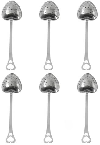 IKOPFLN 6 StüCk Teeei für Losen Tee, Edelstahl Teeei Herzform mit Griff - Teesieb aus rostfreiem Stahl für lose Blatttees, Teebeutel, Teaballs, Teezeremonie