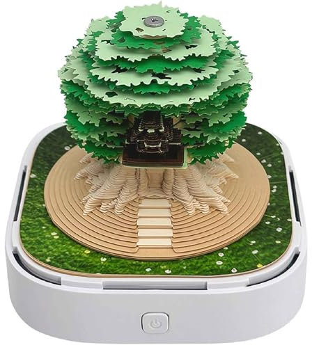 Bloc-notes 3D créatif en forme de cabane dans l'arbre, jaune/vert/rose - Calendrier de bureau 2025 avec lumières - Amovible - Antiadhésif - Calendrier hebdomadaire 2025 - Pour le bureau - Vert