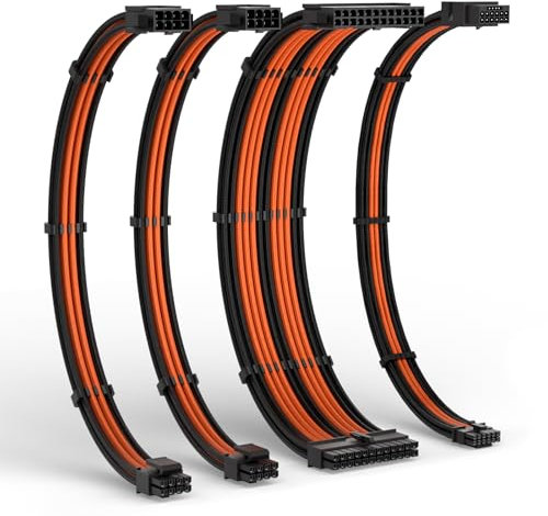 LTC 12VHPWR PSU Cable Extension Kit, 16AWG PCI-E 5.0 Power Supply PC Cable Extension, 1x24 Pin ATX / 2X 8Pin(4+4) EPS / 1x 12+4 Pin GPU, Soft Braided Sleeve Cable Combs, 300mm