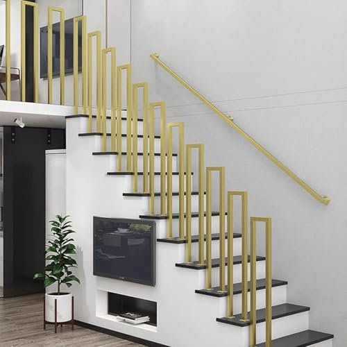 Modernes Treppenhandlauf-Geländer-Set, 35–100 cm, goldverzinkter Industrie-Eisenhandlauf für Innen- und Außentreppen, sichere, rutschfeste Schutzgeländer, geeignet für Treppen (55 cm (1,8 Fuß))