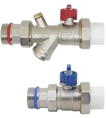 Ball Valve with Water Filter Floor Heating Valve DN25 Brass AUOQKQUT(PP-R32X1,Backwater Valve)