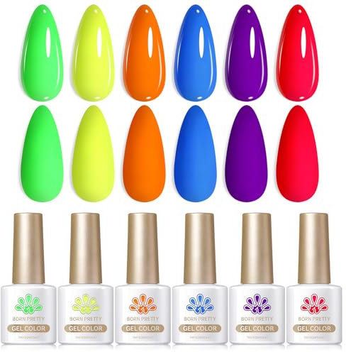 Born Pretty UV Nagellack Neon Gel Nagellack UV Frühling Sommer Leichter Regenbogen Fluoreszierend UV LED Soak off Manicure Gel Lacquer Varnish