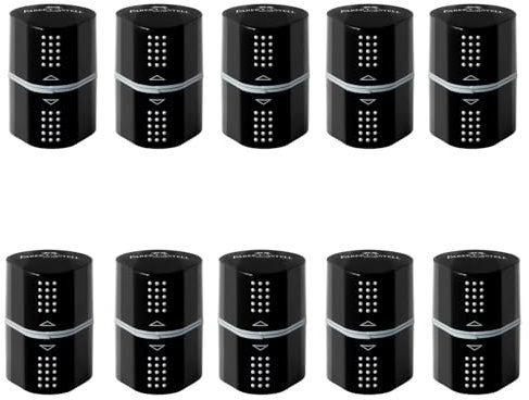 FABER-CASTELL 205249 - Dreifachspitzdose Grip 2001, schwarz, 10 Anspitzer mit Behälter für Druchmesser 8-10 mm