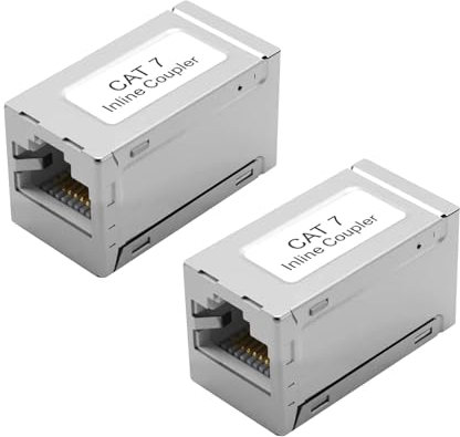 ZHITING 2x RJ45 Lan Kupplung Cat7,Lan Kabel Verlängerung, Lan Adapter für Ethernet Kabel, Netzwerkkabel, Patchkabel Cat7 Cat6A Cat6 Cat5e Cat5 Geschirmt