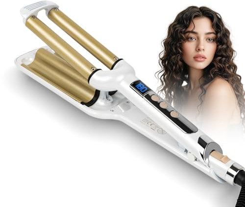 Großcat Rizador de Pelo 19 mm, Planchas rizadoras, ondas profundas, ondas al agua, ondas sirena, moldeador de ondas, Cerámica, 14 temperatura ajustable, rizador francés para pelo largo/corto