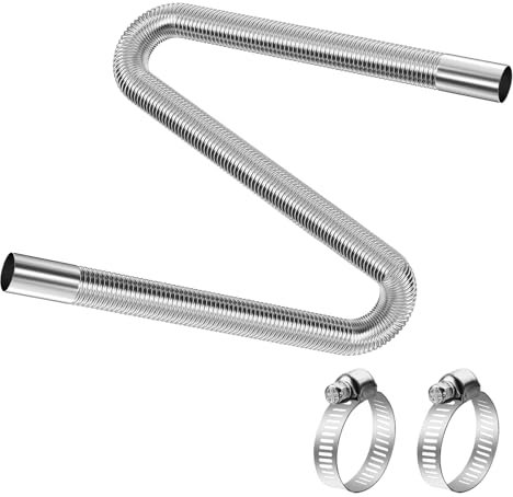 Tubo Flessibile di Scarico per Generatori, 25 mm x 100 cmTubo di Scarico per Riscaldatori Moto, Tubo del Riscaldatore Dell'aria, per Riscaldatore Parcheggio, con 2 Fascette Stringitubo