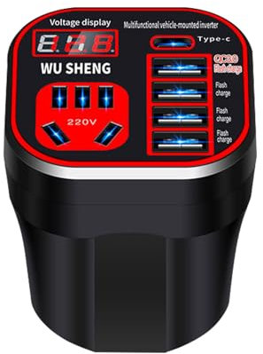 Dtaigou Car Inverter,Car Mounted Cup Type Inverter Converter | Cell Phone Automobile Chargers, Auto Electronics Accessories, Vehicle Outlet Adapter for All Cars