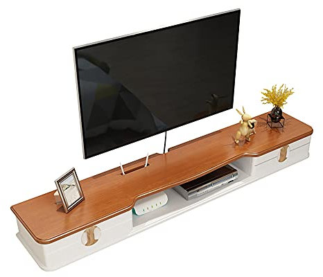 SaryEdge Floating TV Stand Cabinet Wall Mounted Media Centre,Solid Wood Wall Hanging Tv Cabinet,Small Apartment Living Room Mini Wall Cabinet with 2 Drawers (A-130Cm