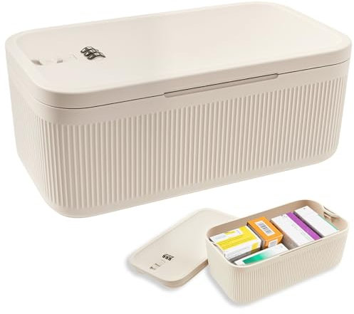 KTCINA Small Lockable Storage Box with Combination Code, Portable Medication Lockable Container for Refrigerator Locked Storage Box for Medicine, Food, Phone, Documents Safety 23.9x13x9.6cm