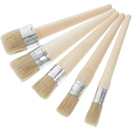 iplusmile 5pcs Round Paint Brushes for Chalk Furniture Wax Woodworking Craft DIY Project Home Decor Application