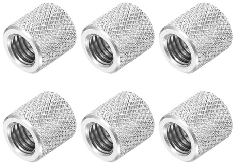 PATIKIL M8 Runde Verbindungsmuttern 6 Stk 12mm Außendurchmesser x 12mm Höhe 304 Edelstahl Runde Gerippte Überwurfmutter Muffe Gewindestange Stab Rohr Für Kamera Lampenbracket