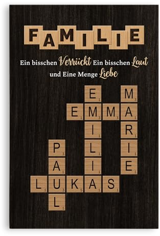 Geschenke Mall Personalisierte Leinwand - Gemeinsam Sind Wir Eine Familie - Personalisierte leinwand familien-kreuzworträtsel, leinwand selbst gestalten, kreuzworträtsel familie namen (Modell #7)