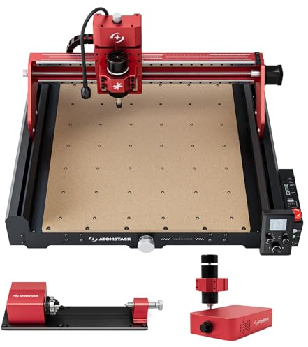 ATOMSTACK C4 PRO CNC Fräsmaschine mit SP1 500W Spindel und RC1 Drehmodul-Kit, 4-Achsen CNC-Fräs- und Gravurfunktionen von Holz Acryl Aluminium Jade