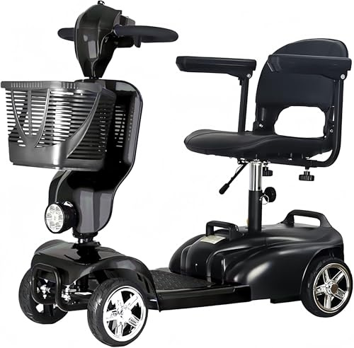 iCAN X-02 2025 Model Portable Mobility Buggy (Black), 120 Kg Capacity, 12.5 Mile Long Range, Removable Battery, UK Regulated, LED Headlight, Removable Basket, CupHolder, Light Weight, Front Fairing
