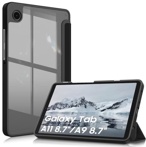Fintie Funda para Samsung Galaxy Tab A11 8,7 2025 / Tab A9 8.7 2023 | Delgada Ligera a Prueba de Golpes Transparente, Funda Trasera con Borde de TPU Suave, Negro