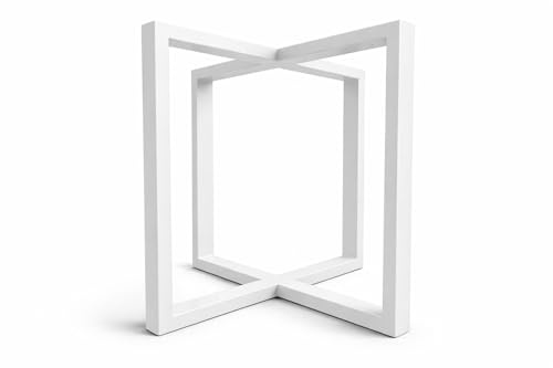 Magnetic Mobel Tisch-Kufen T-Form Schwerlast Tischgestell aus Metall, Stabile Möbel-Kufen, Tischbeine für Esstisch und Schreibtisch, Schwarz (Weiß, 70x70 cm)