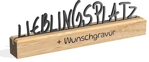 Eichenholz Aufsteller mit Wunschgravur - Handgefertigt in Deutschland - Holzaufsteller Geschenke für Geburtstag Hochzeit Jahrestag Weihnachten Valentinstag (ohne Gravur, Lieblingsplatz)