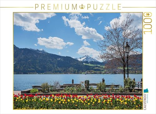 CALVENDO Puzzle Frühlingshaftes Seeufer am Kurort Tegernsee | 1000 Teile Lege-Größe 64 x 48 cm Foto-Puzzle für glückliche Stunden