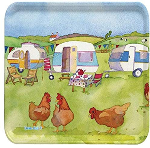 glamping – Wohnwagen/Caravan/Camping – Emma Ball bunt, Melamin, quadratisch Tablett – 29 cm