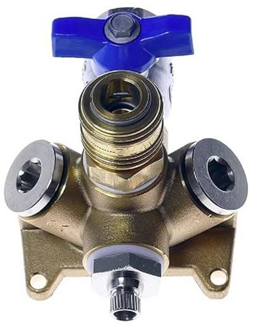 Druckluftverteiler EVM 15-1 AV, Kupplung 1-fach +2 Kugelhahn 1/2 Ventil Messing