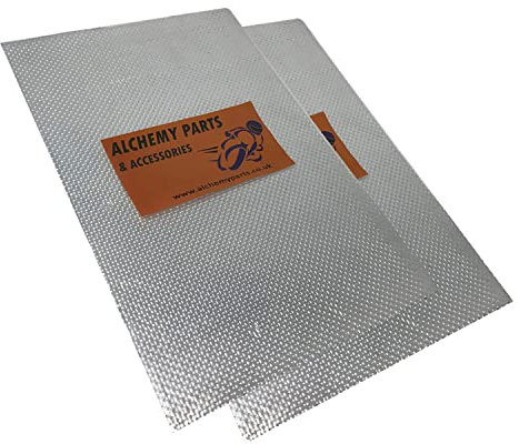 Alchemy Parts Motorcycle Heat Shield Sheet Stick On Self Adhesive for Exhaust Engine Motor Motorbike Race Bike Car Reflective Heat Deflector Protection (Two Sheets 100cm x 33cm)
