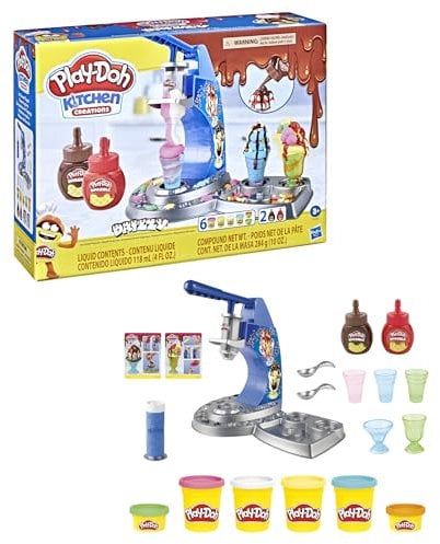Play-Doh Drizzy Eismaschine mit Toppings, inklusive Drizzle Knete und 6 Farben