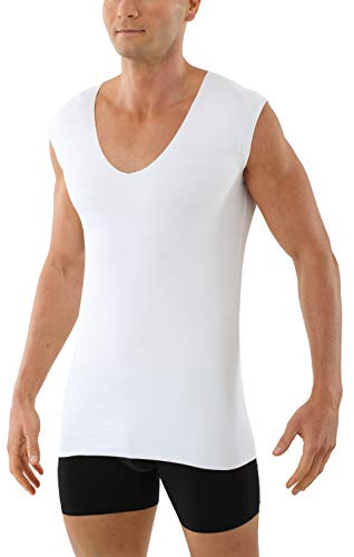 ALBERT KREUZ Herren Unterhemd randlos Lasercut nahtlos Clean Cut Deep-V ohne Arm weiß 07/XL