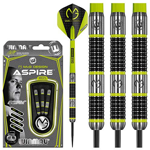 WINMAU Michael Van Gerwen MvG Aspire 22g Profi Wolfram Steeltip Dartpfeile Set mit Flights und Schäfte