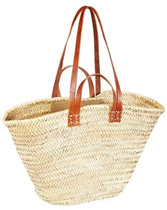 Bolsa de playa original Ibiza Palmera de 50 cm de tamaño | Hojas de palma marroquí, cesta de la compra, cesta de la compra trenzada XXL | bolsa de paja natural para hombre y mujer