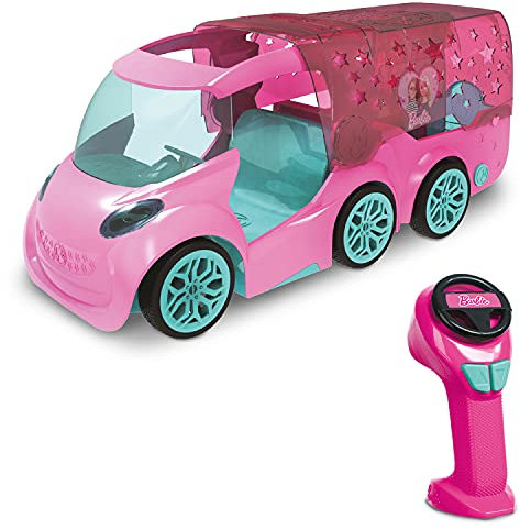 MONDO Motors - Mattel Barbie DJ Express Deluxe 2 in 1 - Auto radiocomandata 2 posti + console DJ per bambini di Barbie - dettagli realistici - colore fucsia - 63685