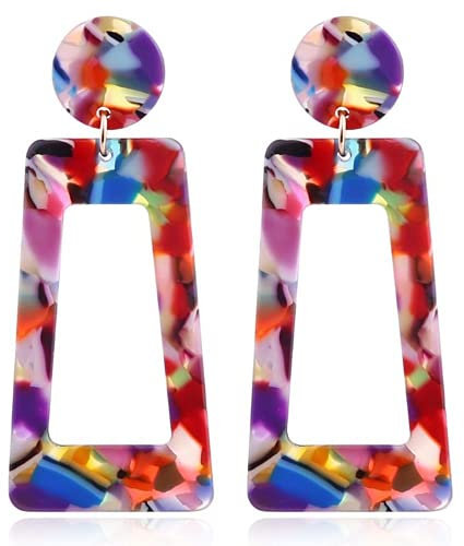 XIGAWAY Melierte Acryl-Ohrringe für Frauen, Harz, Modeschmuck