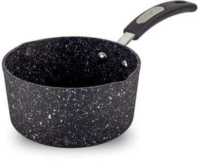 Scoville NEVERSTICK 16cm Milk Pan with Pouring Lips, Non-Stick Milk Pan, 1.1L, Suitable for All Hobs Including Induction, Perfect for Warming Sauces, PFOA Free, Dishwasher Safe, Aluminium, Black
