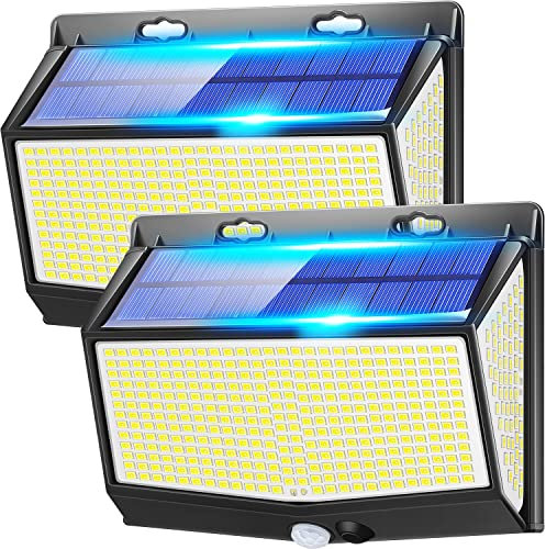 One Fire Solar Lights Outdoor, 468LED+2000LM Super Bright Solar Security Lights With Motion Sensor, 3 Modes Garden Lights Solar Powered Waterproof IP65
