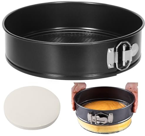 Tellshun 10 Inch Springform Pan Tin With 50Pcs Parchment Paper Nonstick Baking Mold Round Leakproof Removable Bottom Bakeware for Cake Cheesecakes Pie Pizza and Quiches