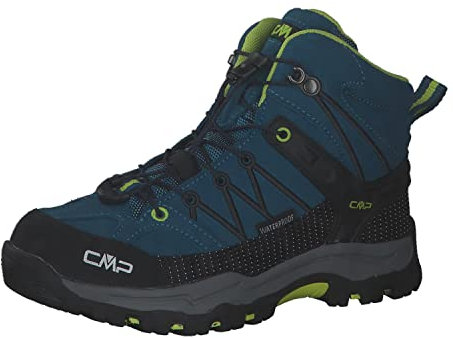 CMP Kids Rigel Mid Trekking Shoes Wp, Zapatos de trekking Unisex niños, Azul lago profundo Ácido, 33 EU