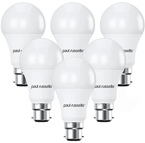 Paul russells LED GLS - Dimmable Bayonet Light,14W 1521 Lumens B22 A70 LED Bulbs, 100w Equivalent, 4000K Cool White/Natural White, Dimmer Standard BC Energy Saving Ceiling Lightbulbs, Pack of 6