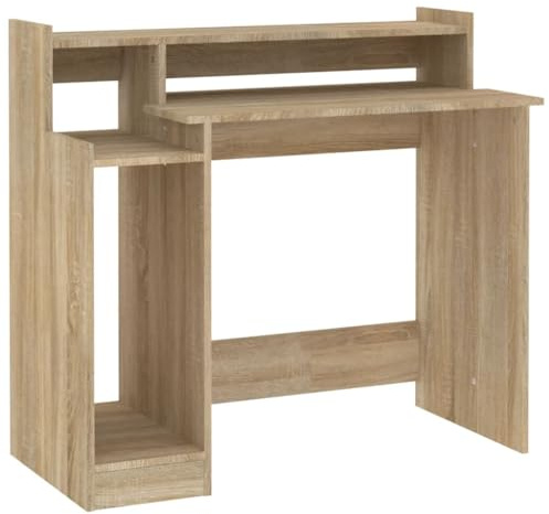 vidaXL Desk with LED Lights Sonoma Oak 97x45x90 cm Engineered Wood