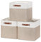 Mangata Aufbewahrungsboxen aus Stoff, 33 x 38 x 33 – 3 Stück, Light Khaki und Weiß