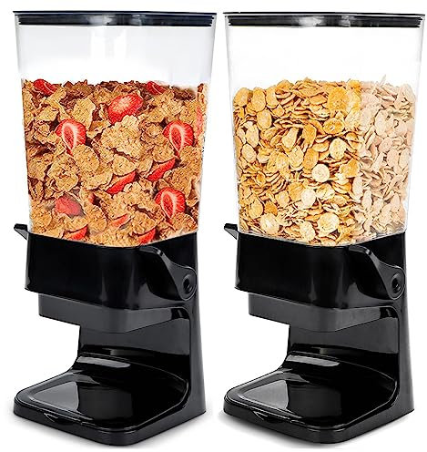 Tokokimo Double Cereal Dispenser, Not Easy to Crush, Black (2 Pcs), 5.5 Qt