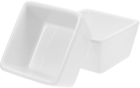 STOBAZA 2pcs Square Ceramic Sugar Bowls, 3 Inch Sauce Bowls, White Candy Storage Holders, Small Serving Dishes for Home, Restaurant, Party, Wedding
