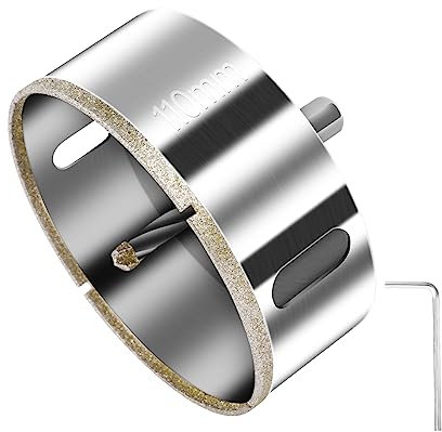 flintronic Scie Cloche Diamant 110 mm, Foret Diamant avec Foret Guidage Central, Scie Cloche Carrelage avec Revêtement de Surface en Diamant pour Coupe de Verre, Carrelage, Céramique, Marbre, Calcaire