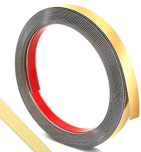 Metallisierte Zierleiste, metallisierte Formteile und Wandverkleidung, selbstklebend, spiegelähnliche Oberfläche, Wandeinfassung, Edelstahl, goldfarben, metallisiert, zum Abziehen und Aufkleben