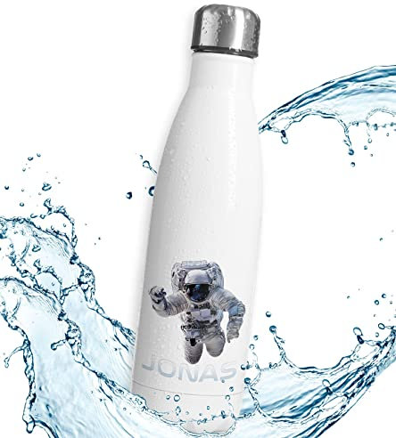 timalo® Thermosflasche Astronaut personalisiert mit Namen auslaufsichere Edelstahl Trinkflasche Wasserflasche für Kinder Mädchen Jungen 750mL