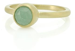 ANEMONE JEWELRY Zarter Zierlicher 14-Karätiger Gold-Aventurin-Ring mit Runder Lünette für den Alltag und Eleganz