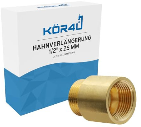 kör4u Rallonge de robinet en laiton 1/2 x 25 mm, rallonge filetée, convient pour l'eau potable