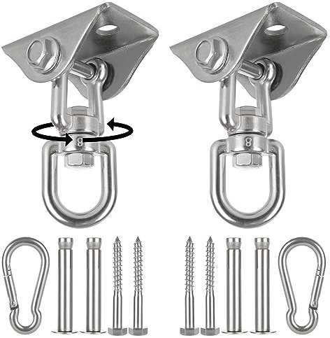 MIVIDE 2 pack Heavy Duty Swing Hangers, Hammock Hook for Wall, Wood, Stainless Steel 360° Rotate Swing Hook for Yoga Hammock Chair