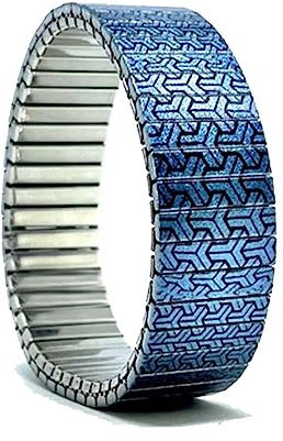 urband LONDON Edelstahlzugarmband POLYGON TILES Petrol Schwarz Metallic - 18 mm Größe S